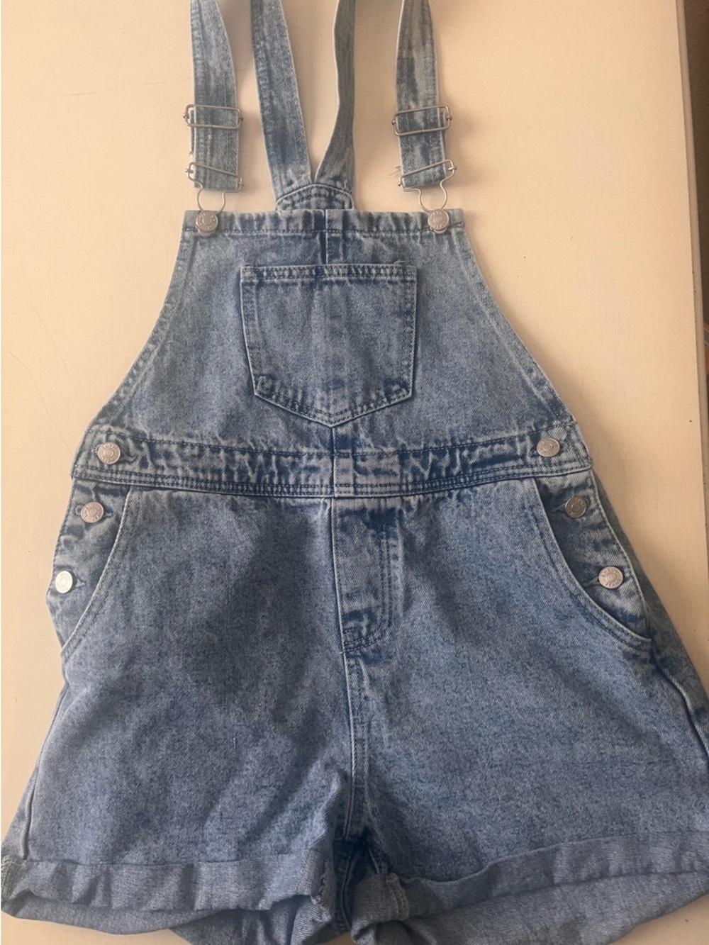 SHEIN Light Blue Denim Short Overalls Romper
